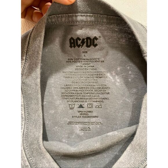 AC/DC Vintage Washed Gray Cropped Sweatshirt Women’s Large - Picture 3 of 6